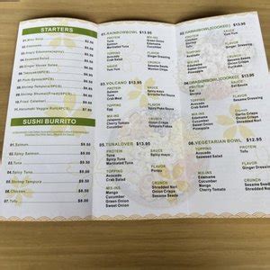 507 poke bowl menu  My boyfriend got the regular bowl (4 scoops of protein) and I got the small bowl (2 scoops of protein)